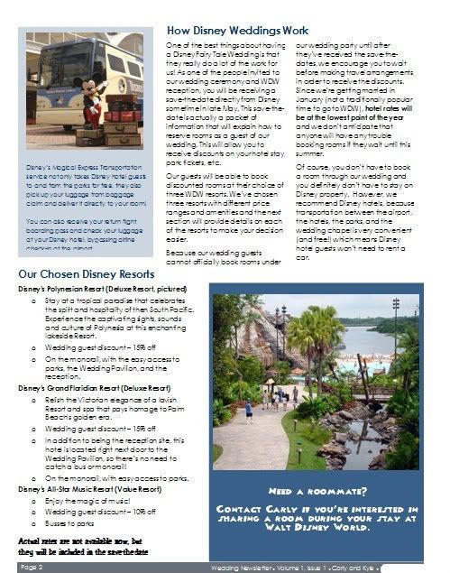 The Disney Wedding Blog Our First Wedding Newsletter