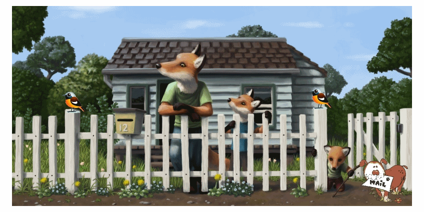 MrAndMrsFoxFamilyAnimatedByHeatherGill.gif