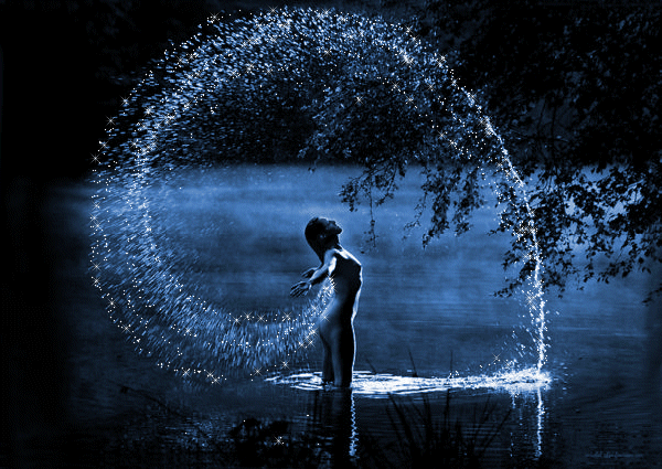 Woman in River At Night Pictures, Images and Photos