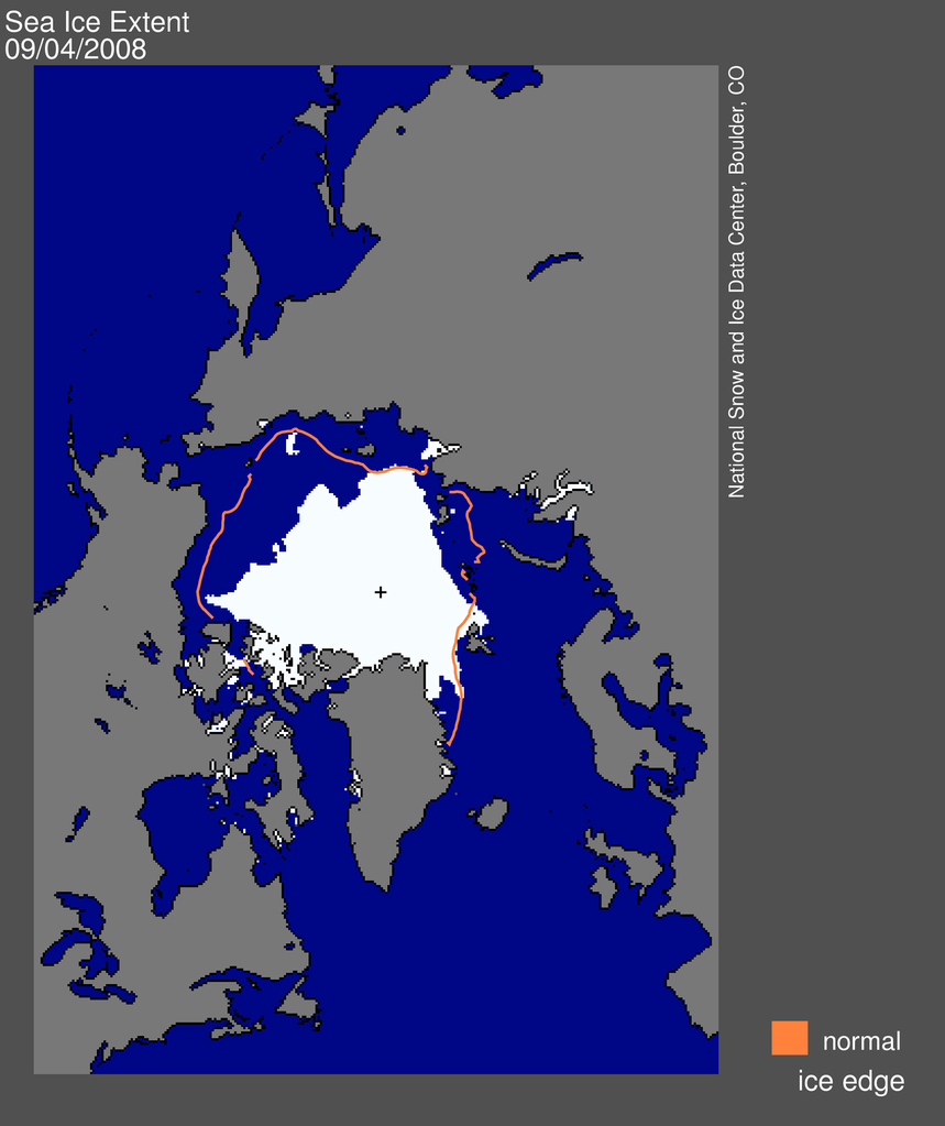 Arctic sea ice extent 2008