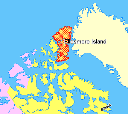 Map of Ellesmere Island, Canada