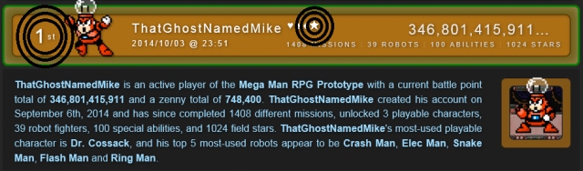 By the way, the names are different because Boss had an idea about halloweeny names. I thought of 'ThatGhostNamedMikey', but, there's a limit of 18 characters max in your name, so, the 'y' had to go, for now. Anyway, this'll likely be the last milestone for a while. What other milestones will I cover? I'll let you know when I cover them. For now, though, I'm gonna bask in my immortality; the immortality that someone said I wouldn't get. *coughcoughBosscoughcoughcough*