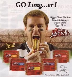 Carson Palmer sponsoring John Morrell hot dogs