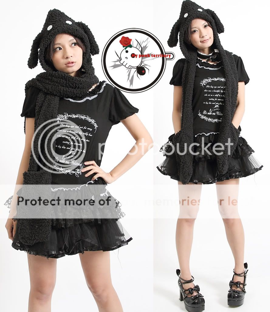 Warm Jrock Lolita QQ Soft Bunny Kawaii NOIR CUTE Scarf  