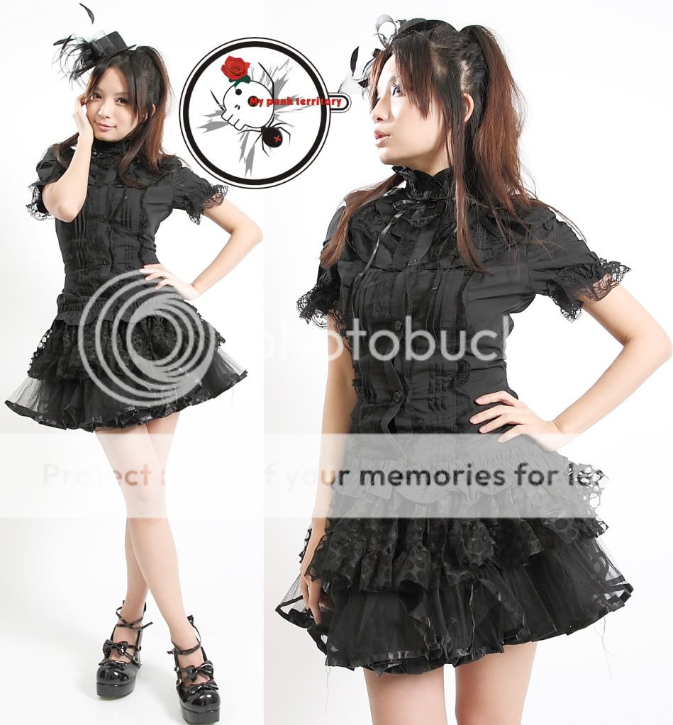 Retro Rock EGL Ruffles Lace Gothic Lolita Collar Shirt  