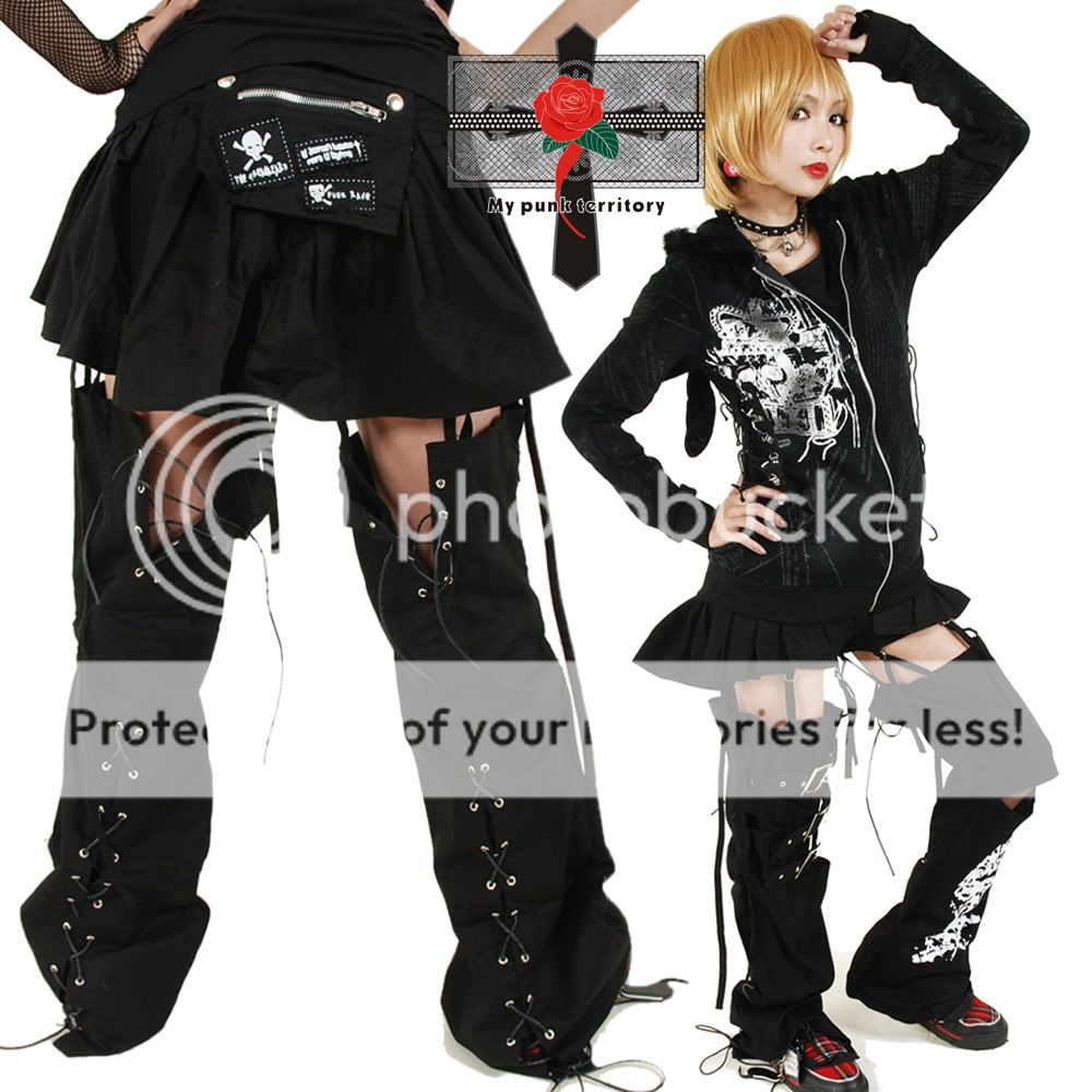 Unisex Rockabilly Visual Kei 3Way Skirt Cyber String Belt Skull Punk 