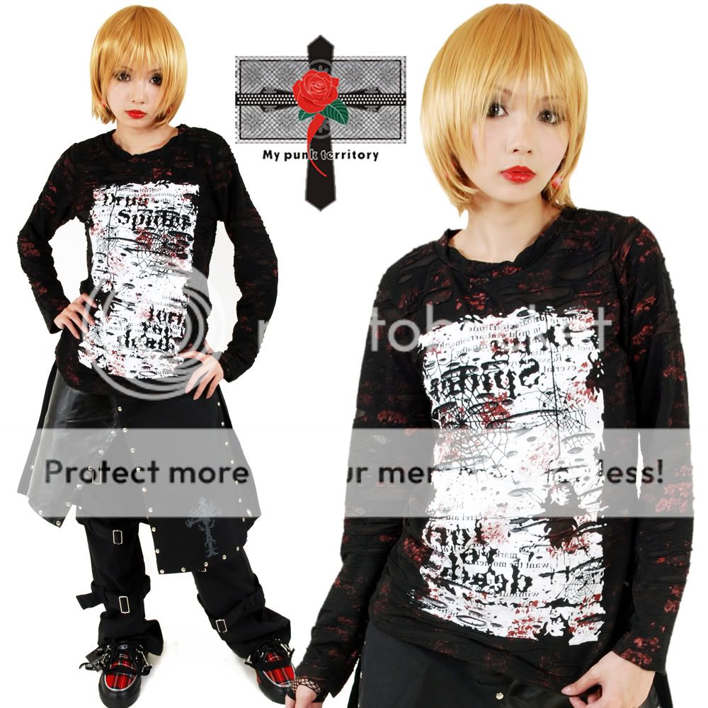   Fishnet Jrock Smash Hell Bloody Visual Kei Choker Top S & L  