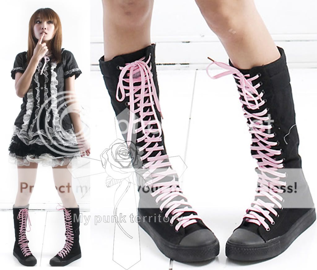 Fusion Rock 144 Cyber Punk PUB Blue Emo Boots Shoelace  