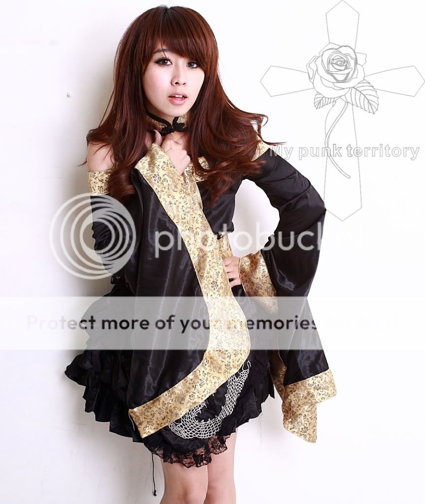 Oriental Geisha Treasure Golden Visual Kei 3PC Kimono  