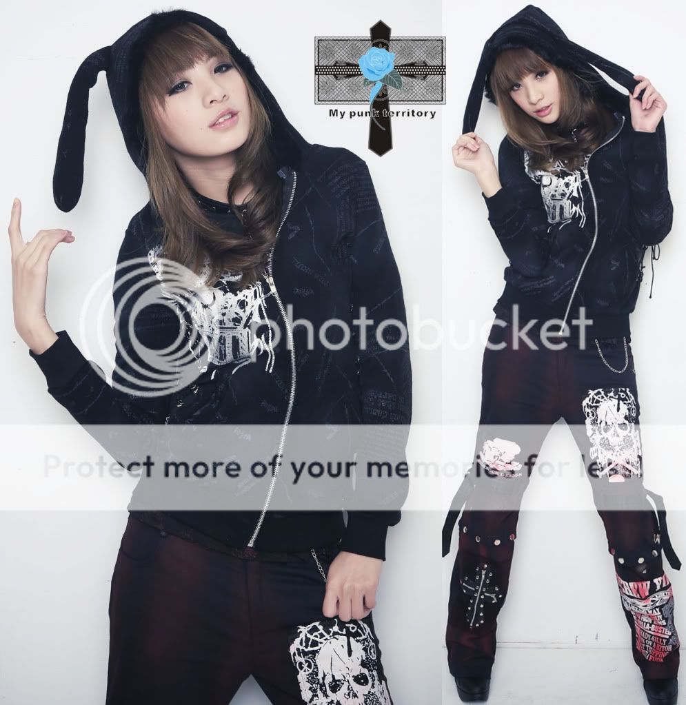 Harajuku Visual Kei Mohair Bunny Ear Rock Emo Jacket  