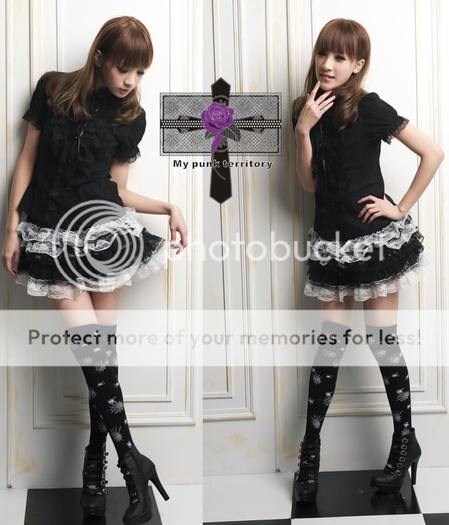 Jrock Fruits Visual Kei Spiderweb FREAK Knee Hi Socks