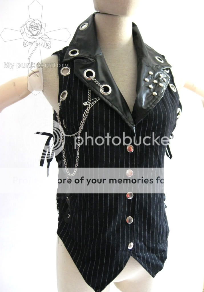 UNISEX Visual Kei Striped Rockabilly Tuxedo Vampire Vest Side Corset