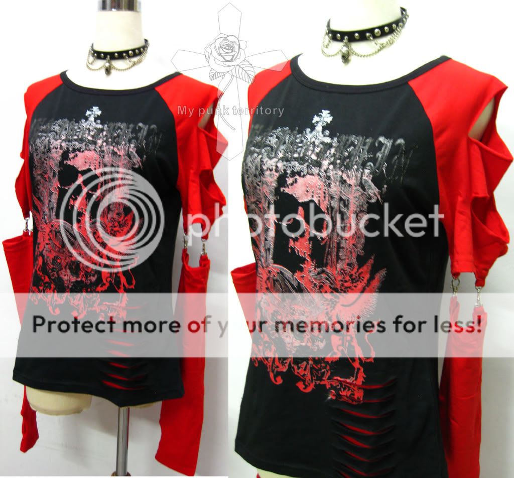 MAD Punk Tragic SKULL Broken Hell Reddish EMO Mummy Top  