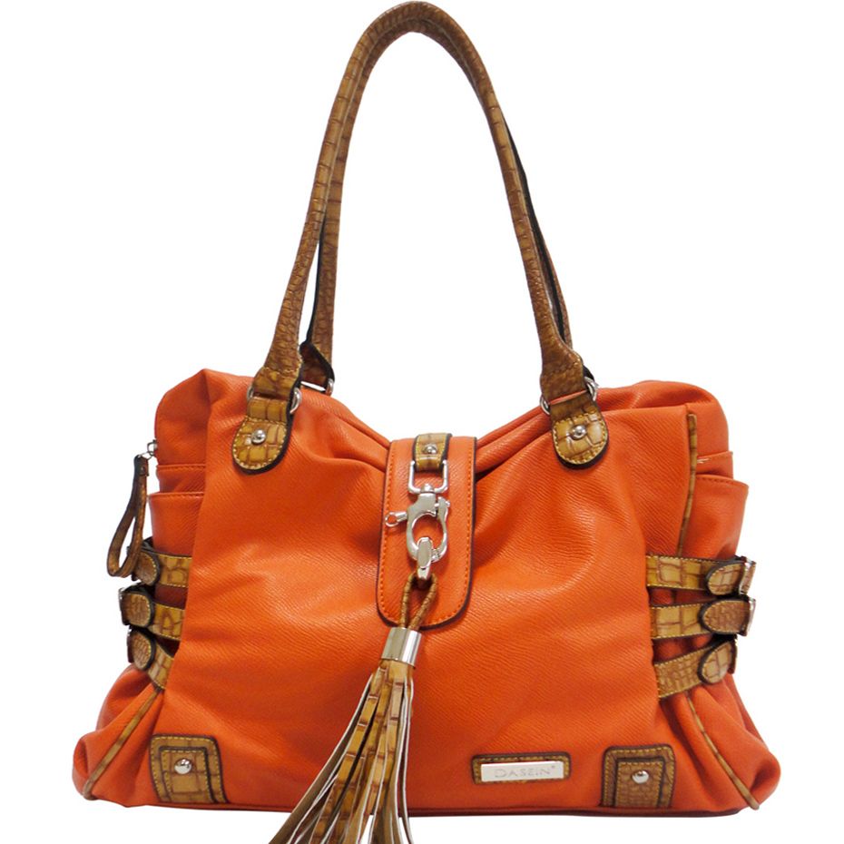 Large Chic Fashion Faux Leather Shoulder Handbag in Orange or Green ...