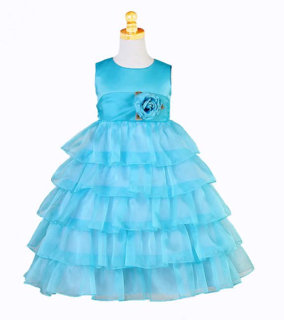NWT Gorgeous Aqua Tiered Posh Fancy Flower Girl Special Occasion Dress ...