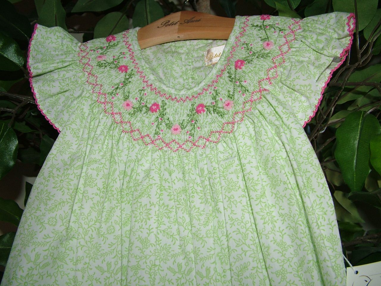 Petit Ami Green Floral Smocked Dress Close-up photo DSCF5545_zpsee8080a8.jpg