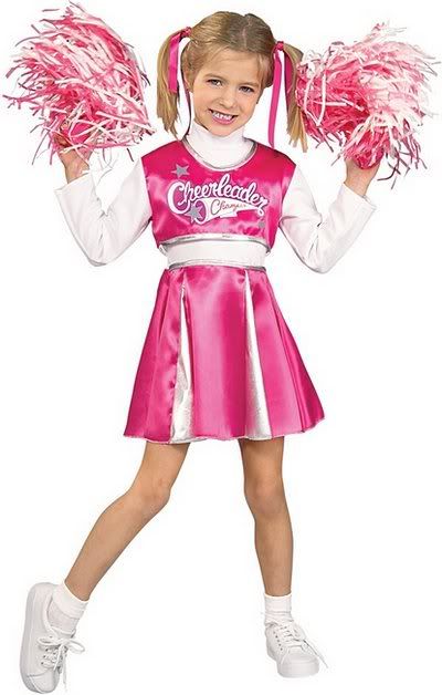NIB Peppy Pink & White Cheerleader Champ Princess Costume w/Barbie Pom Poms