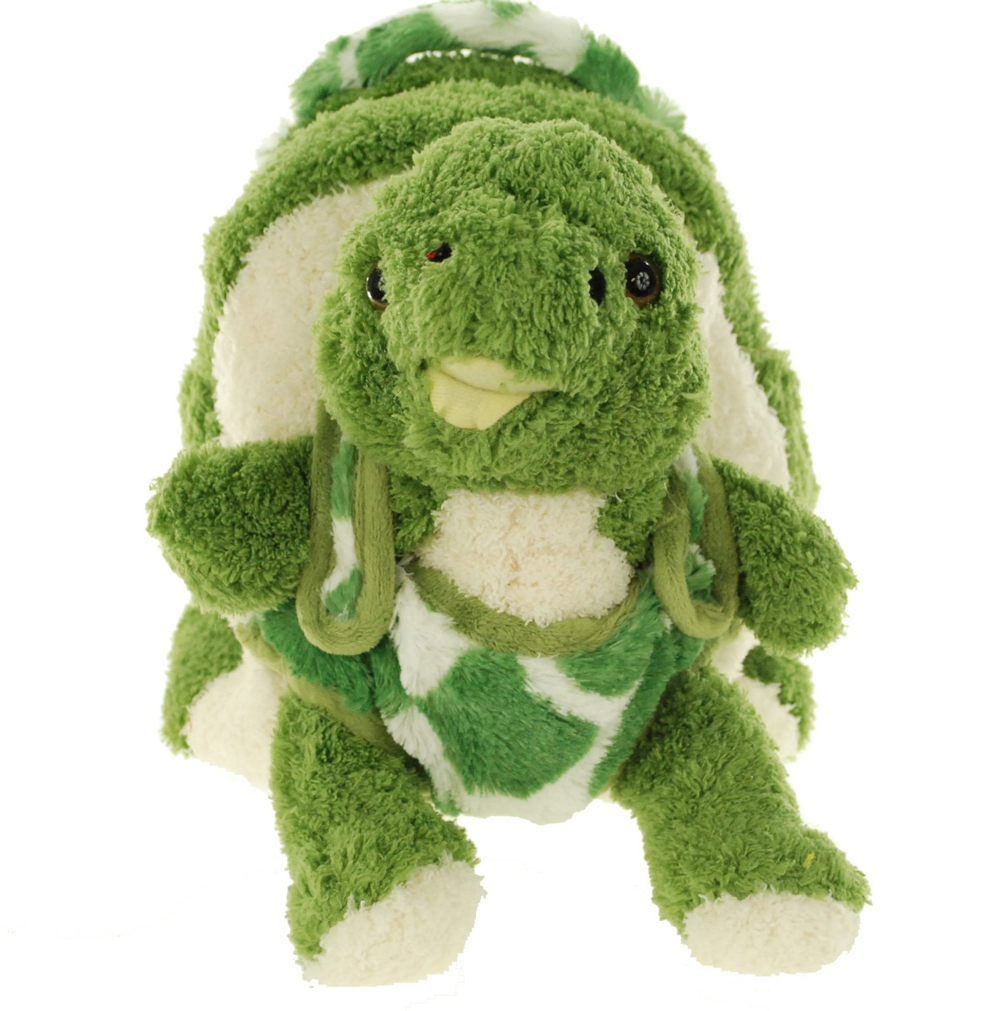 Kreative Kids Soft Plush White Backpack Green Turtle Buddy for Little Ones