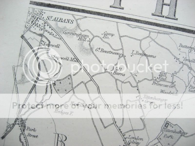 LONDON Environs Elstree Enfield Map DISPATCH ATLAS 1862  